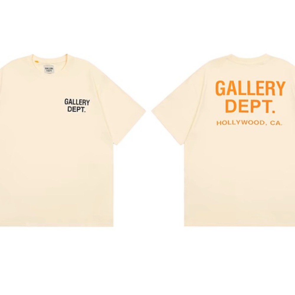 Gallery Dept Cream Tee with Black and Orange Print